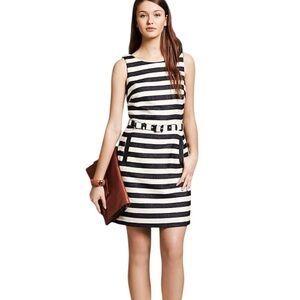 Banana Republic Heritage Belted Textured Stripe Sheath Dress